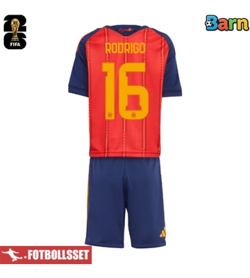 Spanien Rodri Hernandez #16 Hemmatröja Barn VM 2026 Kortärmad (+ Korta byxor)
